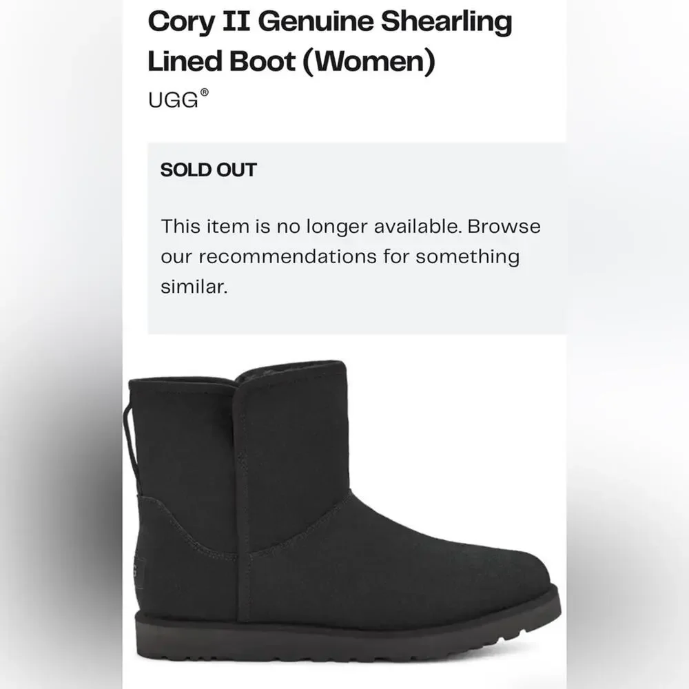 Ugg Cory II Gray Classic Short Boot Size 12 Suede Genuine Shearling Bootie New